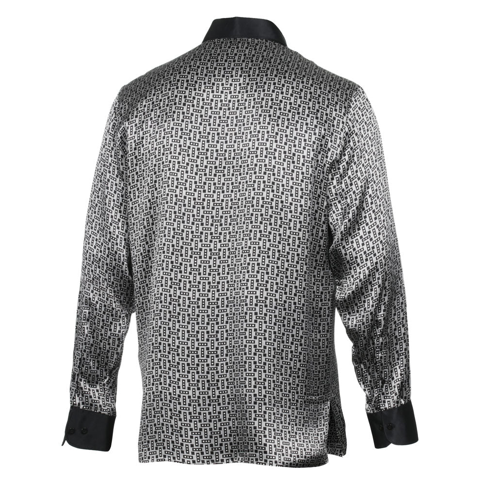 Madiba Original - Small Blocks Men's Long Sleeve Silk Shirt