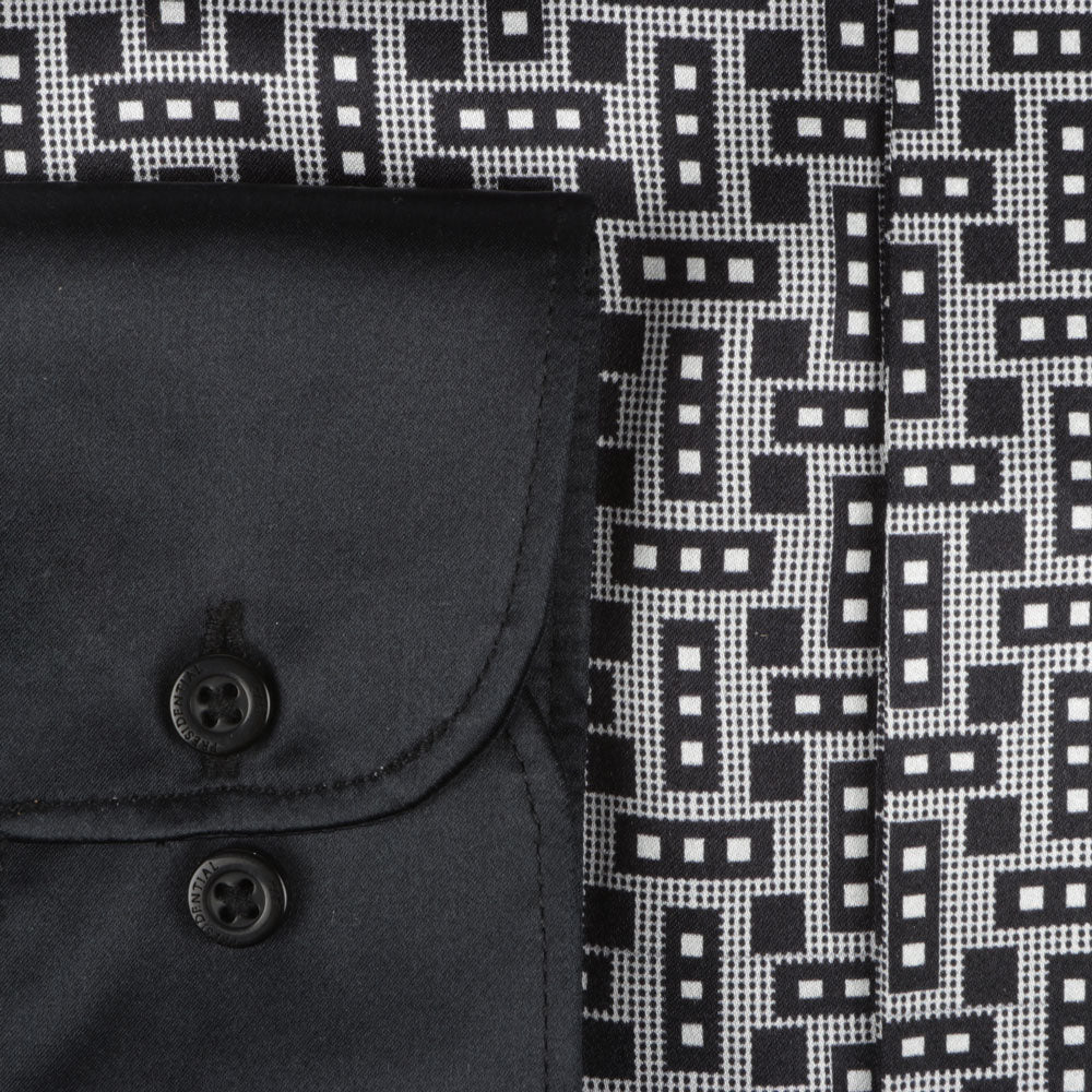 Madiba Original - Small Blocks Men's Long Sleeve Silk Shirt