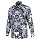 Madiba's Classic Grey Men's Long Sleeve Printed Cotton Shirt
