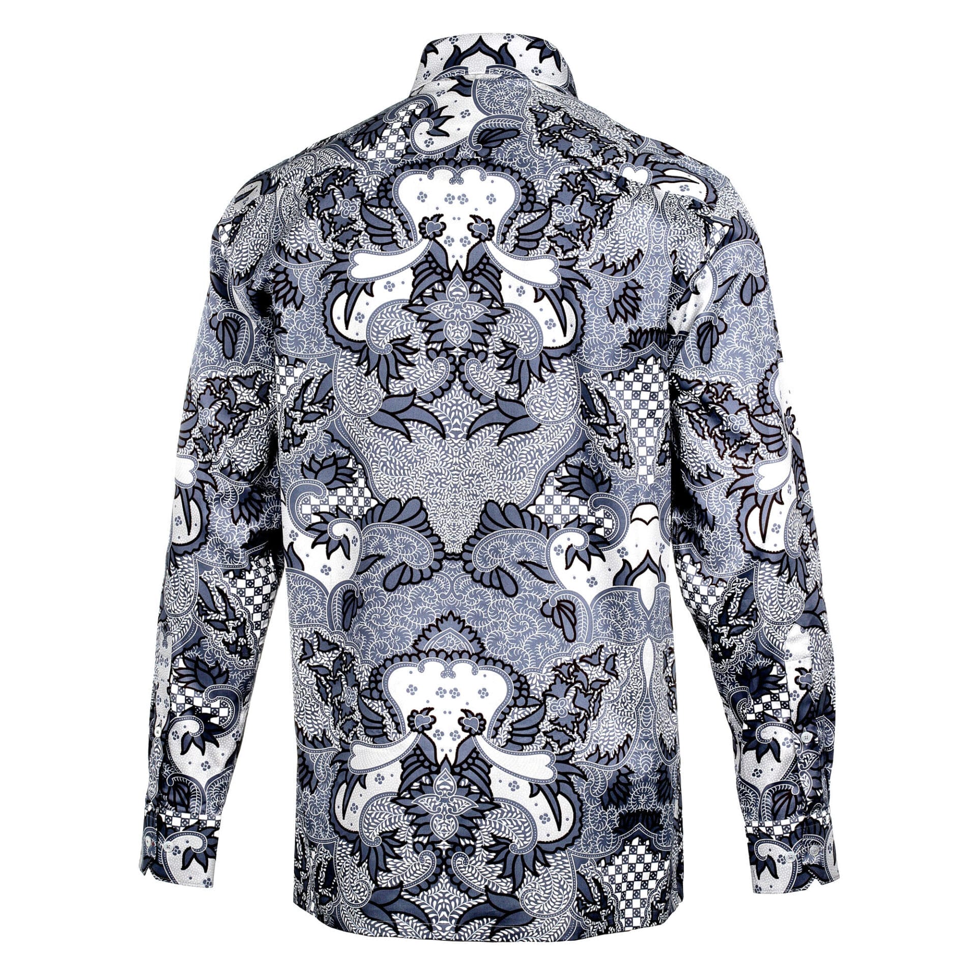 Madiba's Classic Grey Men's Long Sleeve Printed Cotton Shirt
