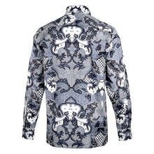 Madiba's Classic Grey Men's Long Sleeve Printed Cotton Shirt