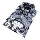 Madiba's Classic Grey Men's Long Sleeve Printed Cotton Shirt