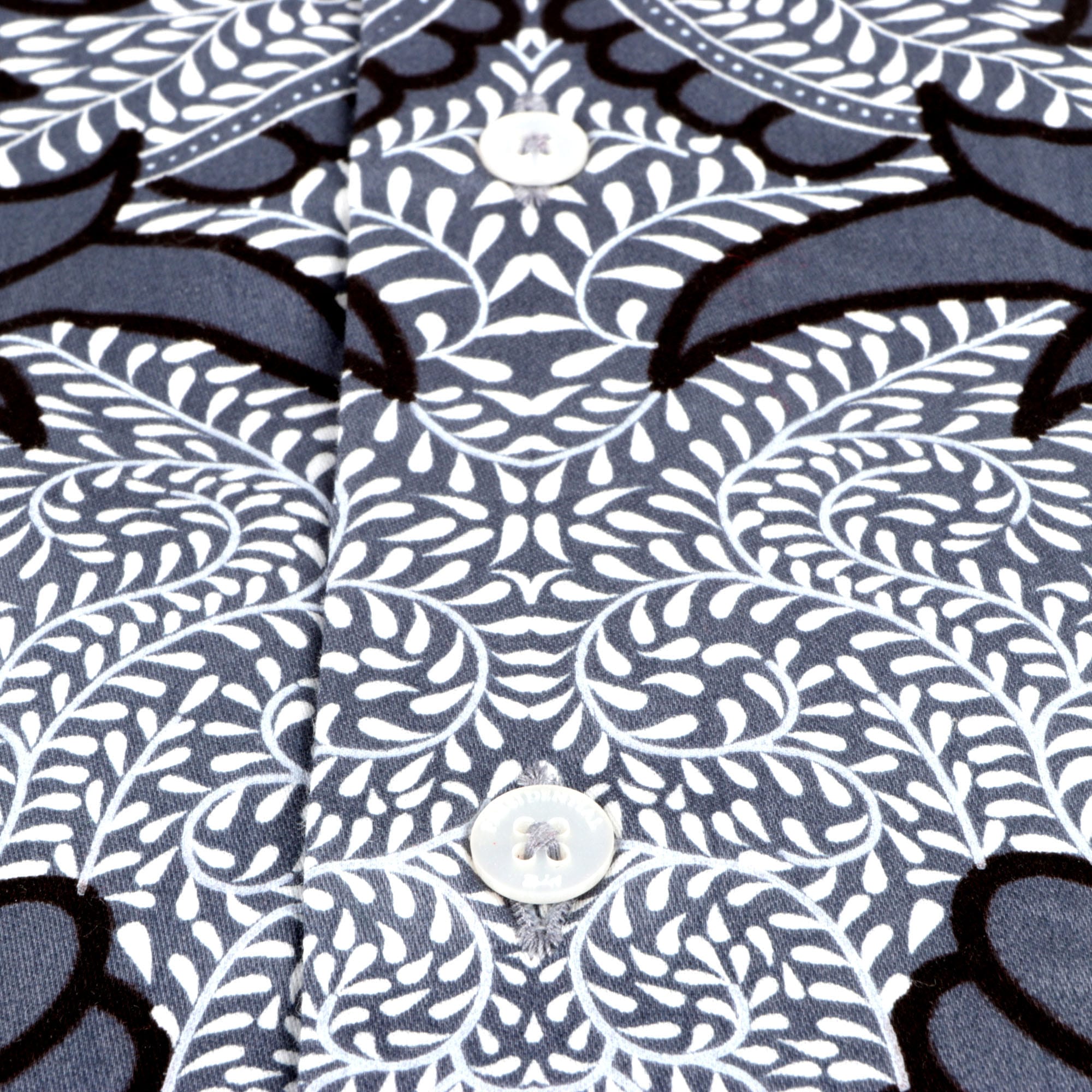 Madiba's Classic Grey Men's Long Sleeve Printed Cotton Shirt