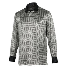 Circular Check Men's Long Sleeve Iconic 100% Silk Shirt