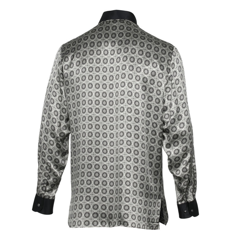 Circular Check Men's Long Sleeve Iconic 100% Silk Shirt