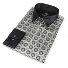 Circular Check Men's Long Sleeve Iconic 100% Silk Shirt