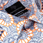 Madiba's Classic Light Blue with Orange Men's Long Sleeve Printed Cotton Shirt