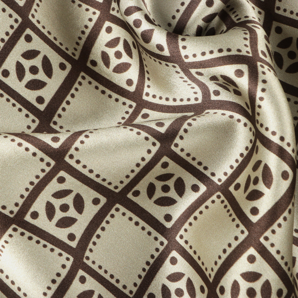 Madiba Original - Brown Check Men's Long Sleeve Silk Shirt