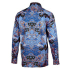 Madiba's Classic Med Blue with Gold Men's Long Sleeve Printed Cotton Shirt