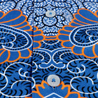 Madiba's Classic Med Blue with Gold Men's Long Sleeve Printed Cotton Shirt