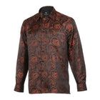 Paisley Flower - Burnt Orange Men's Jacquard Satin Luxury Formal Shirt