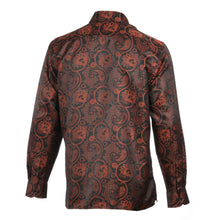 Paisley Flower - Burnt Orange Men's Jacquard Satin Luxury Formal Shirt