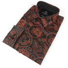 Paisley Flower - Burnt Orange Men's Jacquard Satin Luxury Formal Shirt