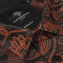 Paisley Flower - Burnt Orange Men's Jacquard Satin Luxury Formal Shirt