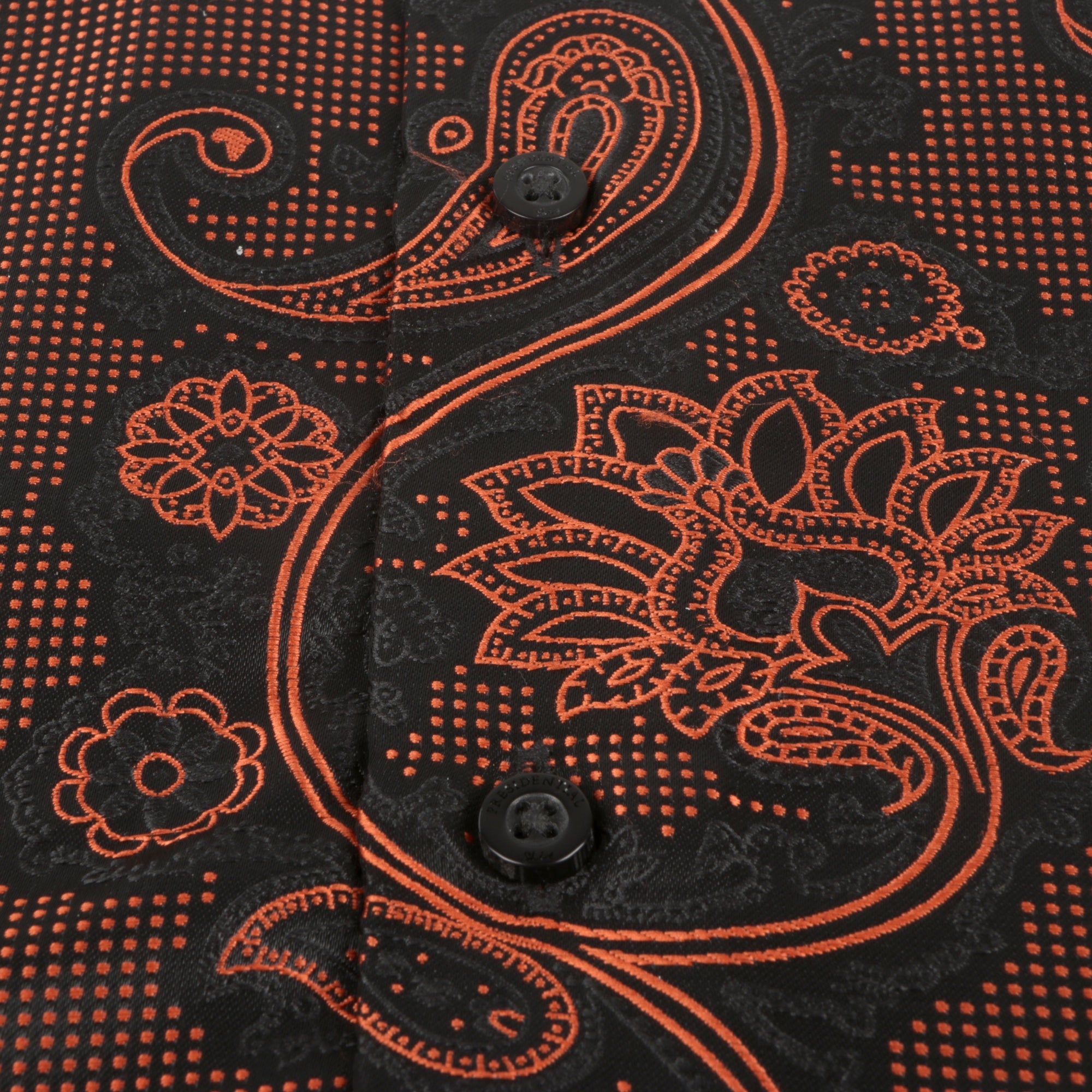 Paisley Flower - Burnt Orange Men's Jacquard Satin Luxury Formal Shirt