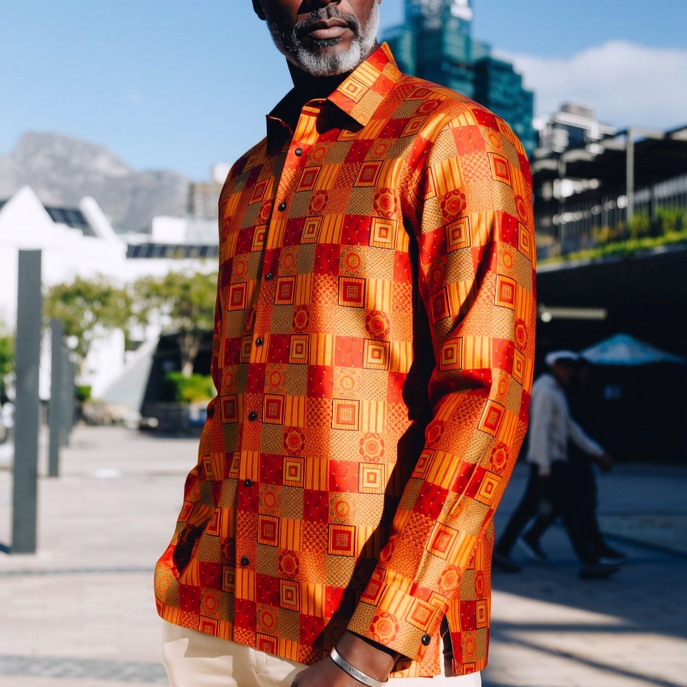 Royal Check - Burnt Orange Men's Jacquard Woven Luxury Formal Shirt