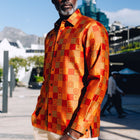 Royal Check - Burnt Orange Men's Jacquard Woven Luxury Formal Shirt