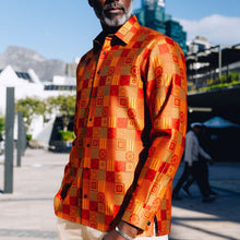 Royal Check - Burnt Orange Men's Jacquard Woven Luxury Formal Shirt