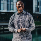 The Queen Gambit-Black Men's Jacquard Satin Luxury Formal Shirt