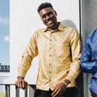 The Queen Gambit-Gold Men's Jacquard Satin Luxury Formal Shirt