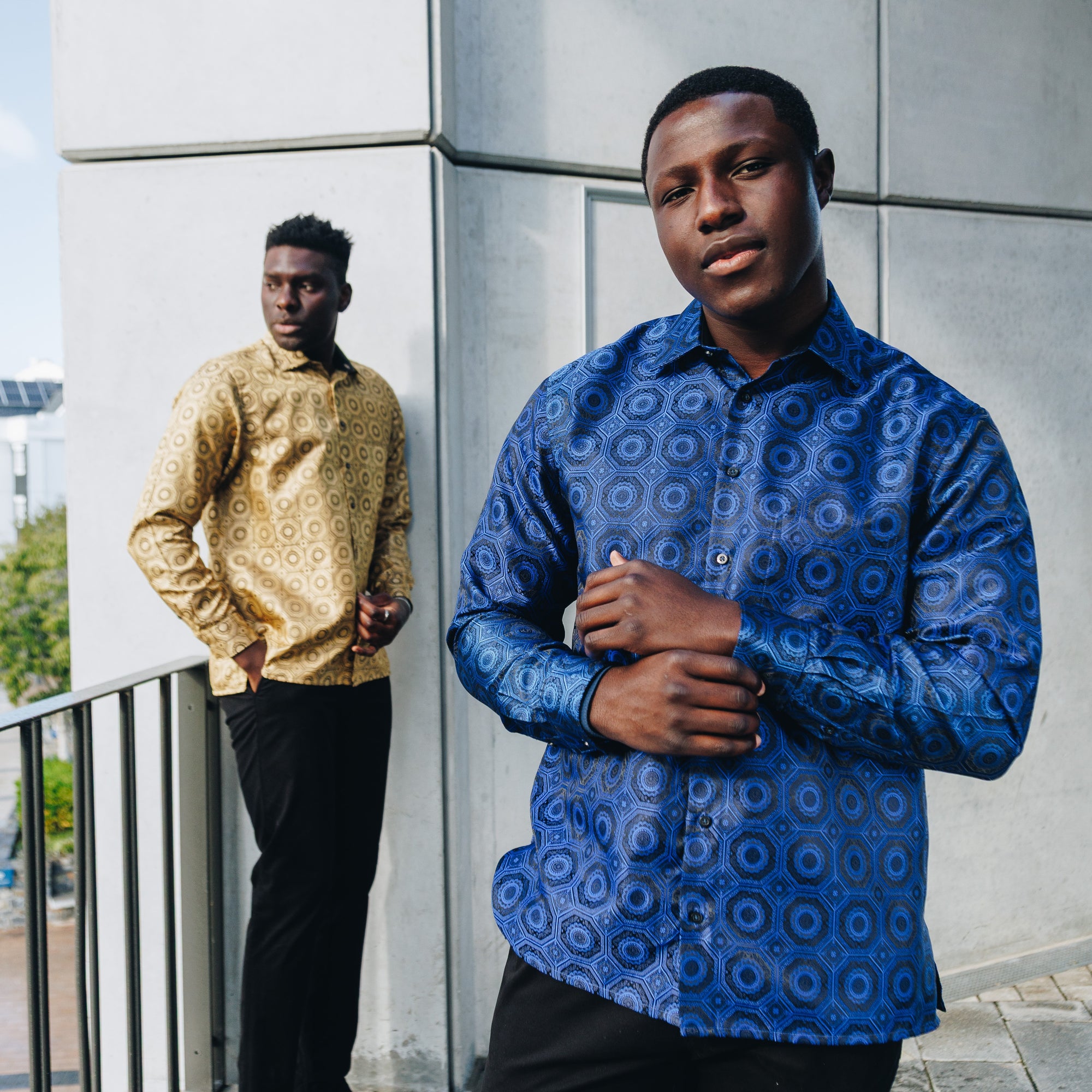 The Queen Gambit - Navy Men's Jacquard Satin Luxury Formal Shirt