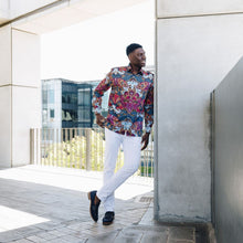 Madiba's Classic Red Men's Long Sleeve Printed Cotton Shirt