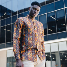 Solid Kuba Burnt Orange Men's Jacquard Satin Luxury Formal Shirt