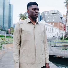 Olive Sky Long Sleeve Cuban Multi-Pocket Cotton Linen Shirt