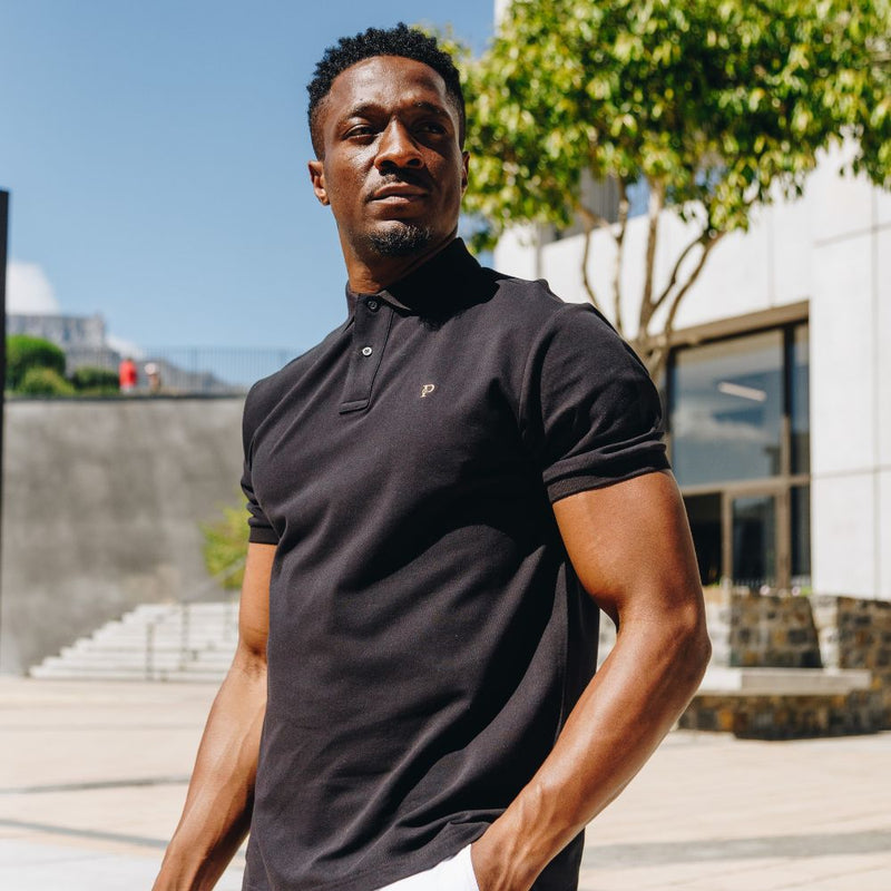Cotton Golfer Polo Shirt Plain Black