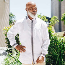 Classic Embroidered Rayon White Long Sleeve Viscose Men's Shirt