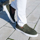 Men’s Olive Leather Sneakers – Loafer-Inspired Smart Casual Shoes