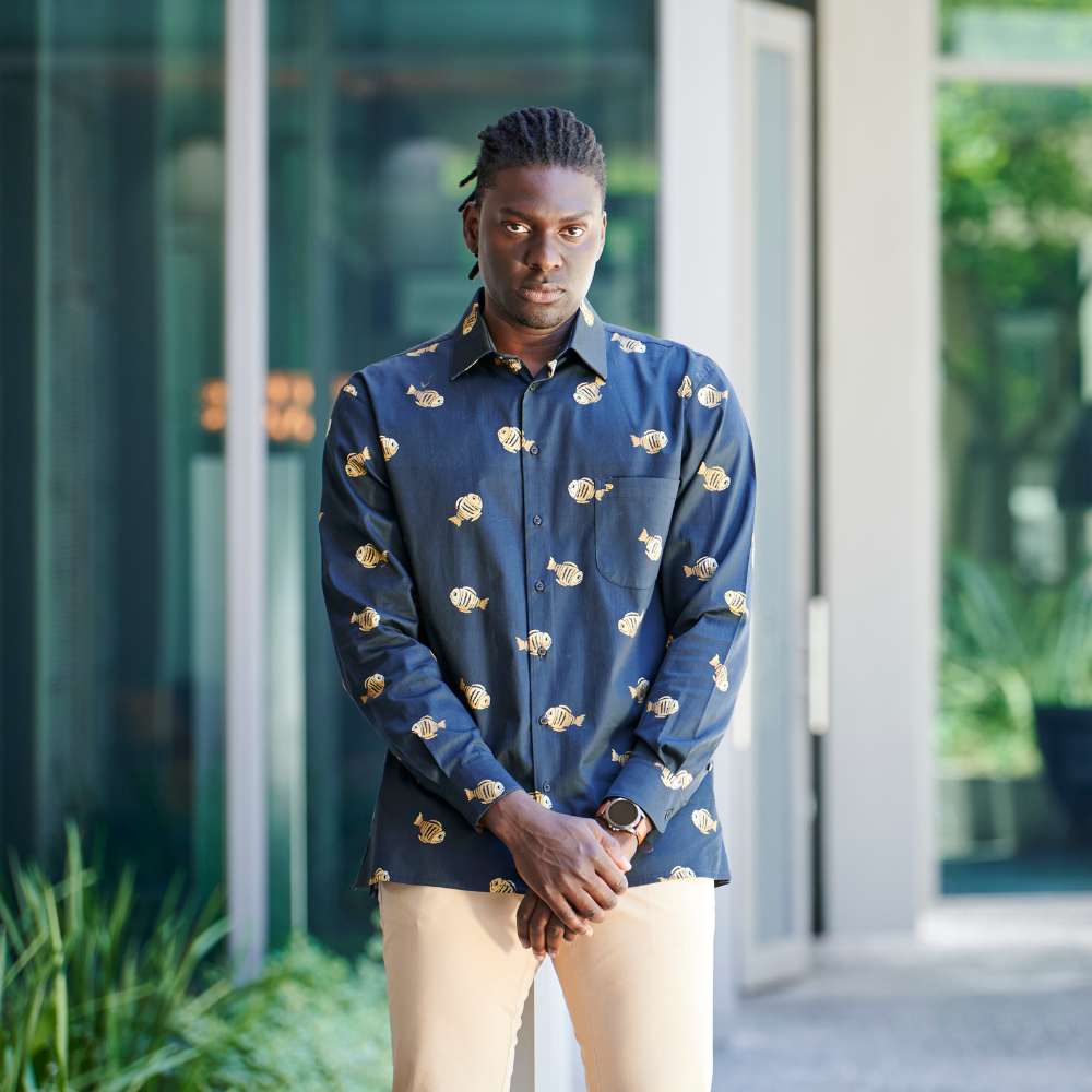 Small Fish - Men's Long Sleeve Cotton Printed Shirt