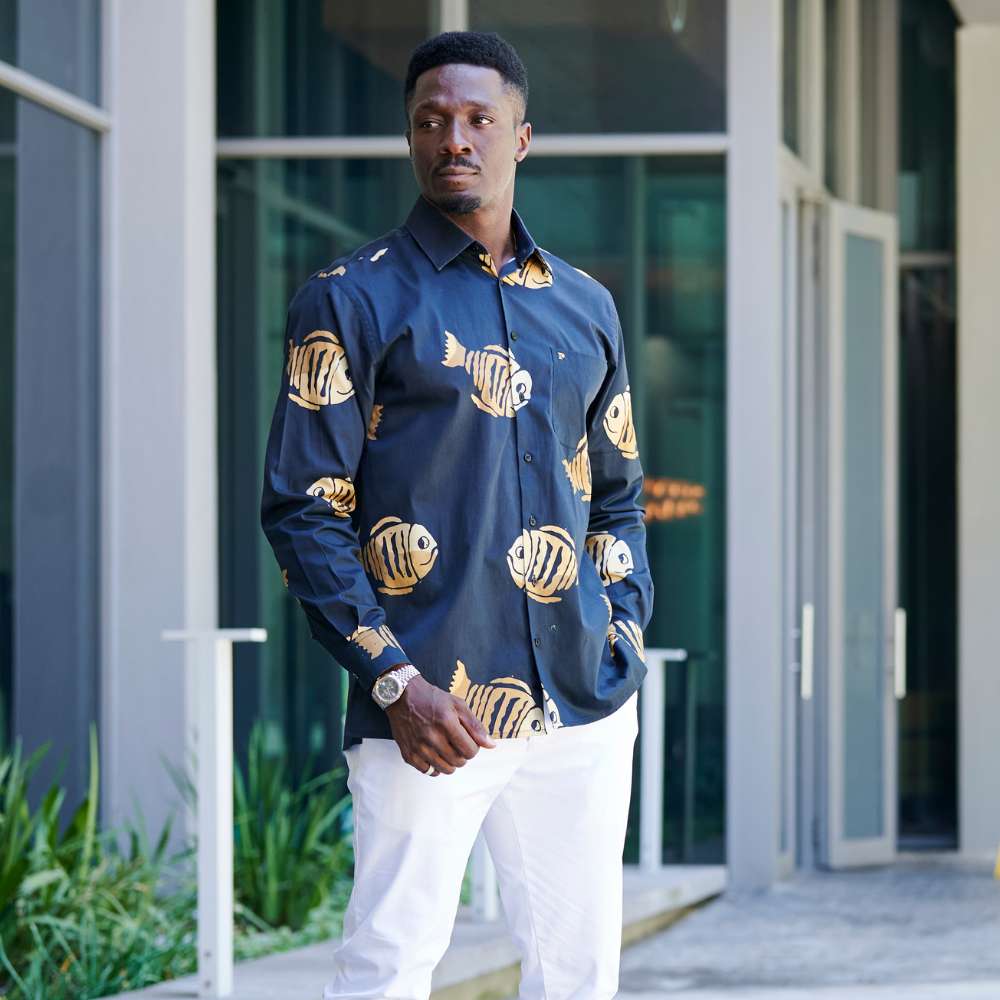 Big Fish - Men's Long Sleeve Cotton Printed Shirt