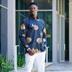 Big Fish - Men's Long Sleeve Cotton Printed Shirt