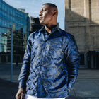 Dotted Paisley - Navy blue Long Sleeve Jacquard Woven Men's Shirt