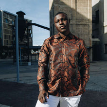 Dotted Paisley - Brown Long Sleeve Jacquard Woven Men's Shirt