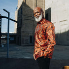 Dotted Paisley - Burnt Orange Long Sleeve Jacquard Woven Men's Shirt