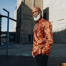 Dotted Paisley - Burnt Orange Long Sleeve Jacquard Woven Men's Shirt