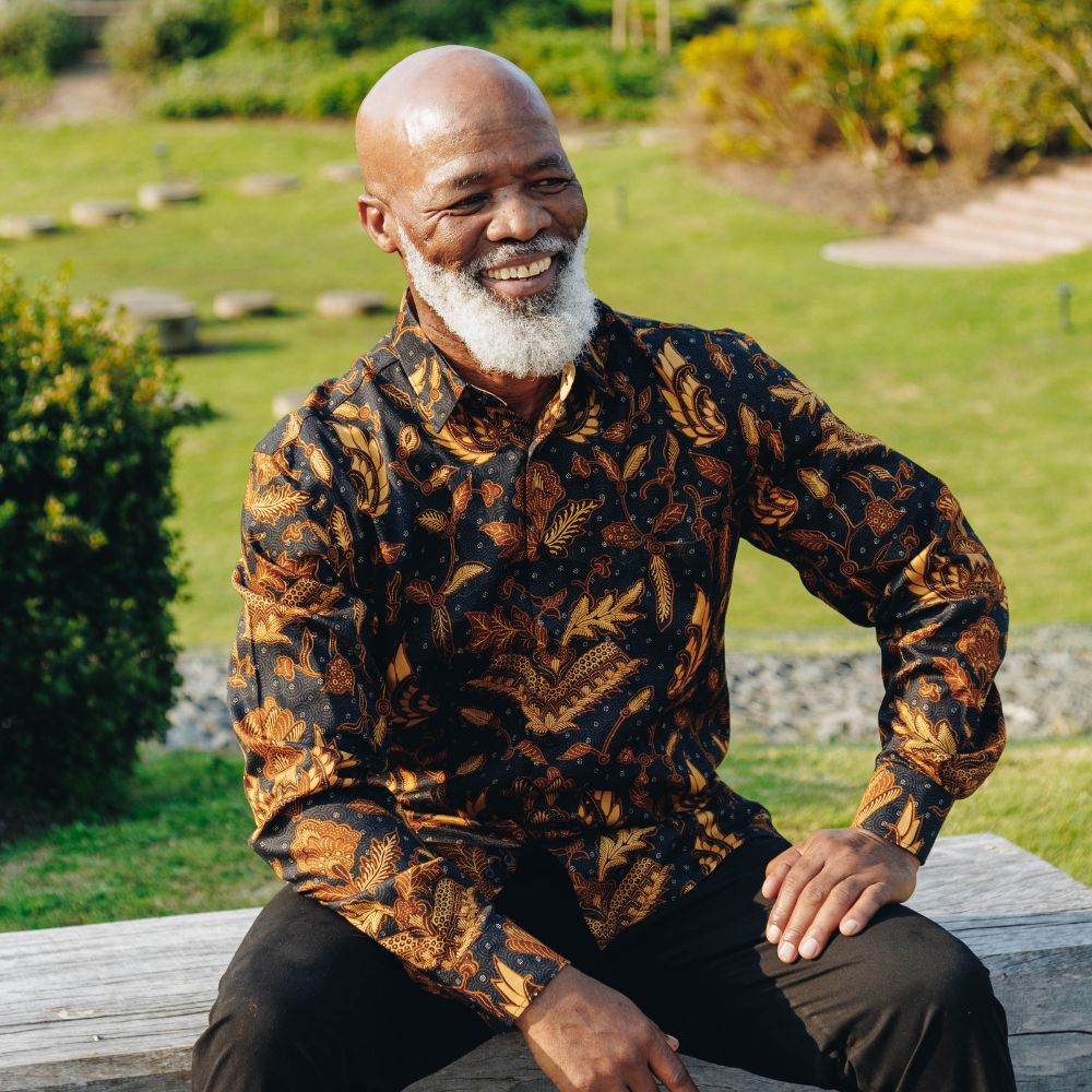 Royal Wing- Black Men's Long Sleeve Printed Cotton Shirt