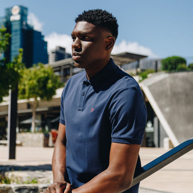 Cotton Golfer Polo Shirt Plain Navy