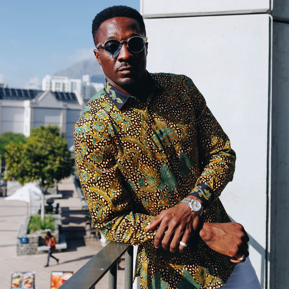 Autumn Leaves Green - Men's Long Sleeve Printed Cotton Shirt