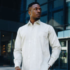 Light Sage Long Sleeve Cotton Sateen Embroidered Multi-Pocket Men's Shirt