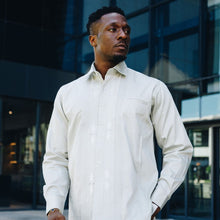 Light Sage Long Sleeve Cotton Sateen Embroidered Multi-Pocket Men's Shirt