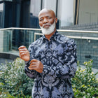 Blue Bird - Black Men's Long Sleeve Printed Cotton Shirt