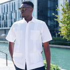 Blanco Short Sleeve Cotton Linen Cuban Cubavera Shirt