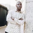 African Circle - Gold Long Sleeve Jacquard Woven Men's Shirt