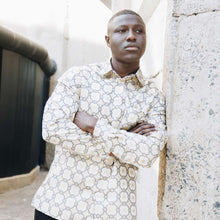 African Circle - Gold Long Sleeve Jacquard Woven Men's Shirt