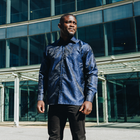 King Classic - Royal Blue Long Sleeve Jacquard Woven Men's Shirt