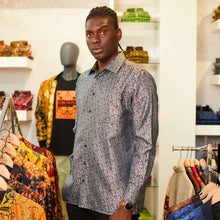 Madiba's Paisley - Black Long Sleeve Jacquard Woven Men's Shirt