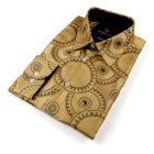 Large African Circle - Gold Long Sleeve Jacquard Woven Men's Shirt